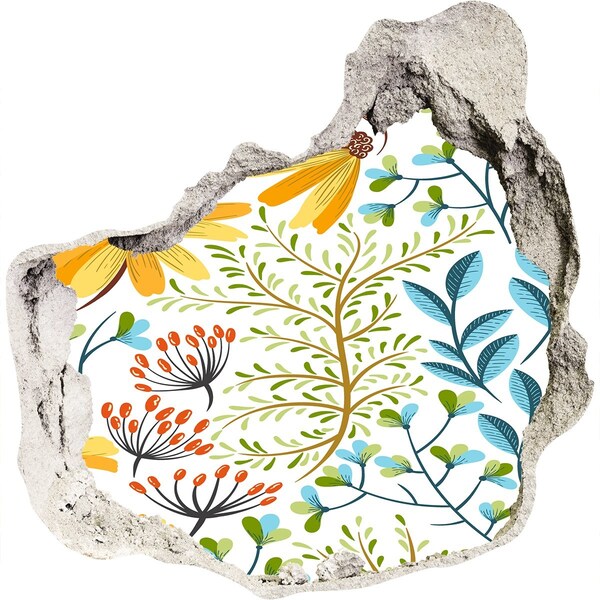 Hole in the wall decal Spring flowers