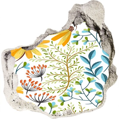 Hole in the wall decal Spring flowers