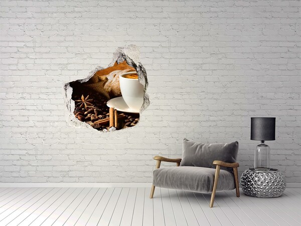 Hole in the wall sticker Coffee and fresh bread