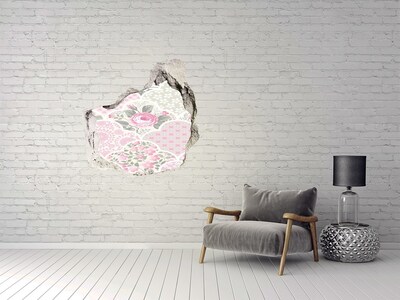 3D wall hole wallpaper Roses and ornaments