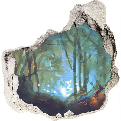 Hole in the wall sticker Mysterious forest in the moonlight