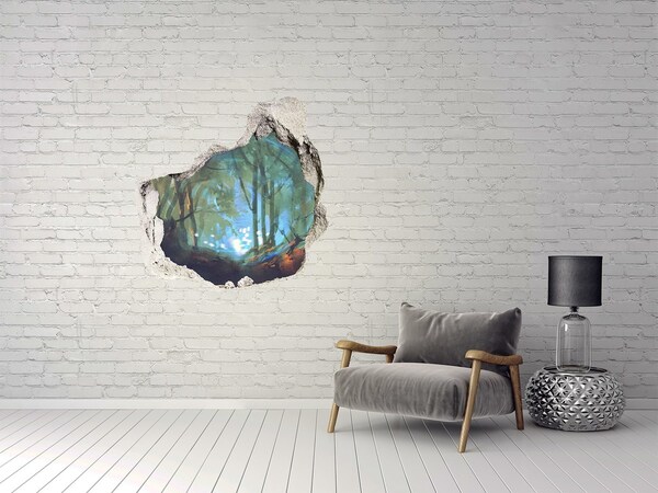 Hole in the wall sticker Mysterious forest in the moonlight
