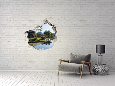 Hole in the wall decal Asian-style garden