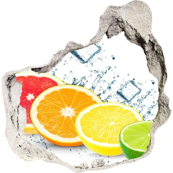 Hole in the wall decal Refreshing citrus in water