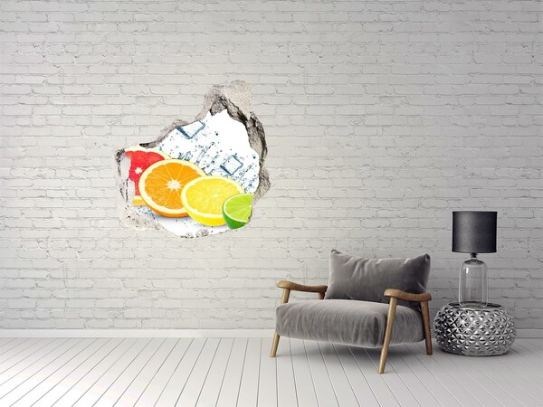 Hole in the wall decal Refreshing citrus in water