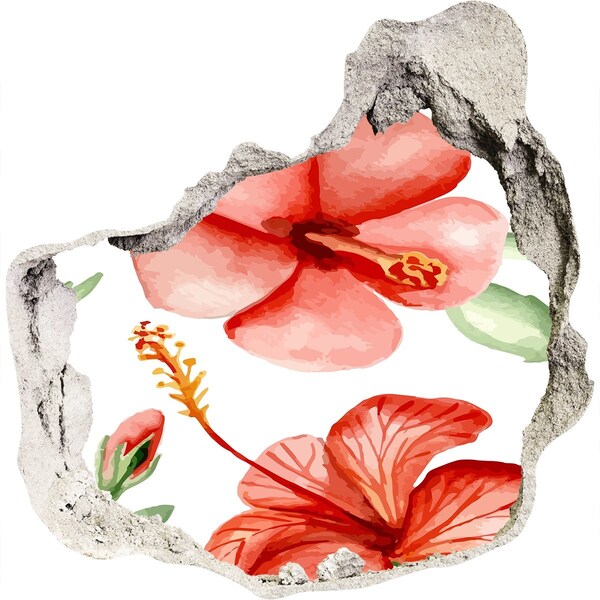 3D wall hole wallpaper Tropical flowers