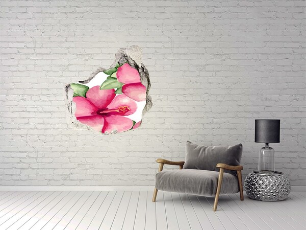 3D wall hole wallpaper A flower paradise behind the wall