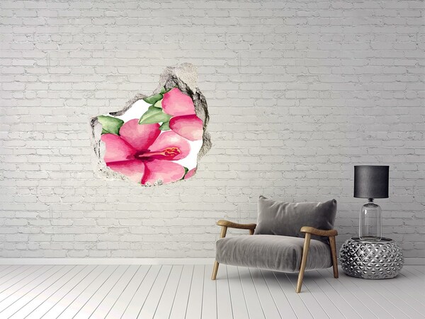 3D wall hole wallpaper Tropical flowers