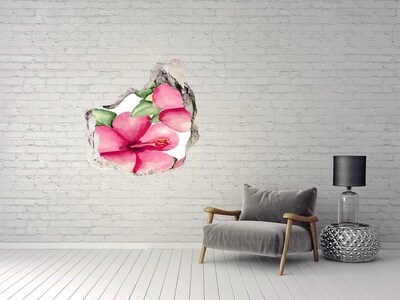 3D wall hole wallpaper A flower paradise behind the wall