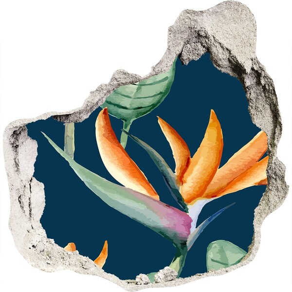 Hole wall sticker Tropical flower in concrete