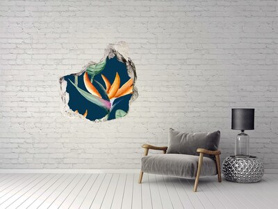 Hole wall sticker Tropical flower in concrete