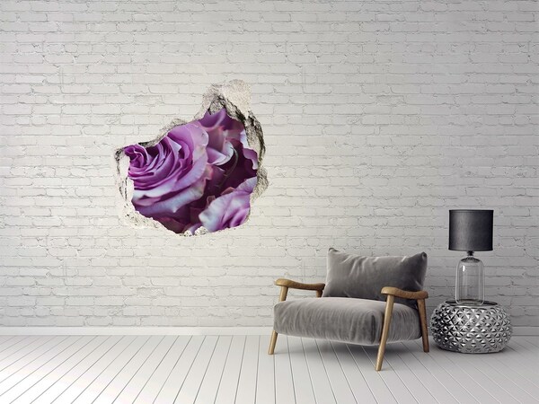 Hole in the wall sticker Purple roses