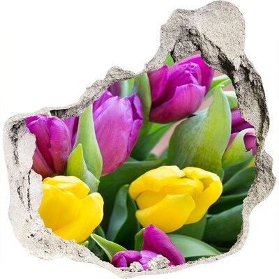 Hole wall sticker Colorful tulips