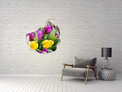 Hole wall sticker Colorful tulips