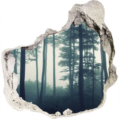 Hole wall sticker Misty forest scenery