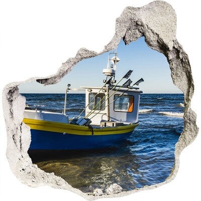 Hole in the wall decal Fishing boat at sea