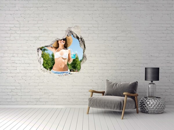 3D wall hole A woman over the pool