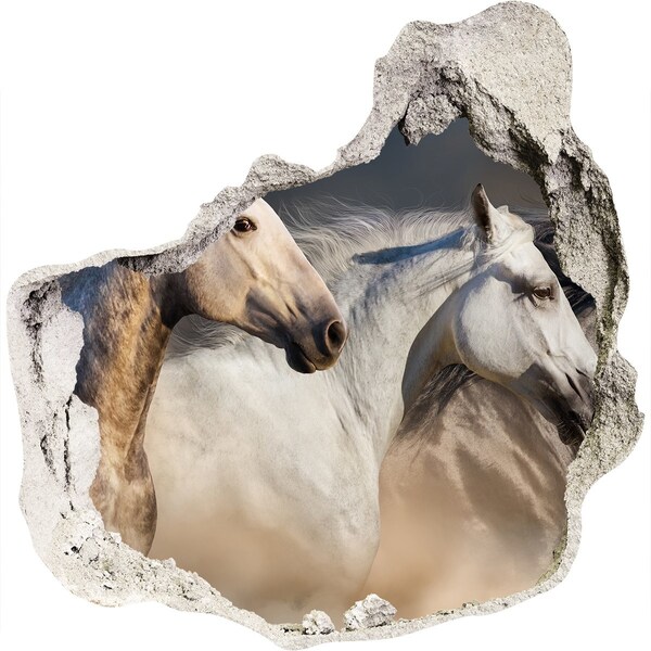 Hole wall sticker Two horses in motion