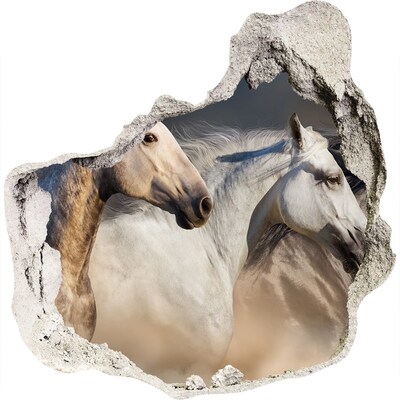 Hole wall sticker Two horses in motion