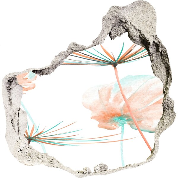 Hole wall sticker Flower landscape through a hole in the wall