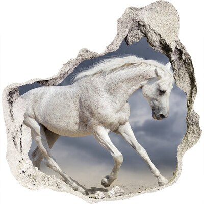 3D wall hole A white horse on the run