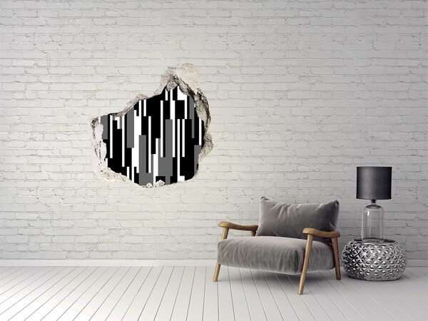 Hole wall sticker Black and white lines