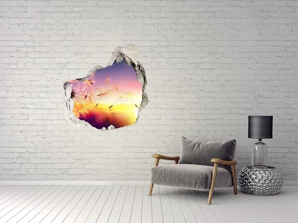 Hole in the wall sticker Flower dreams at sunset