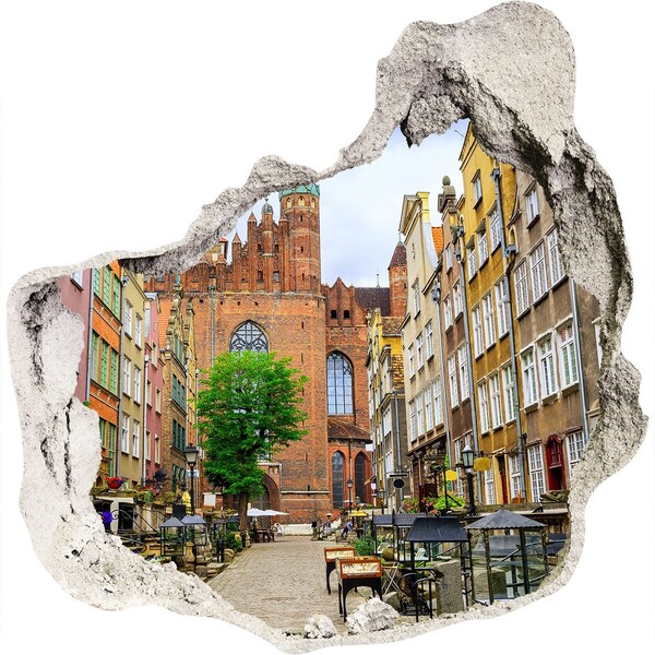 Hole wall sticker View of Gdańsk