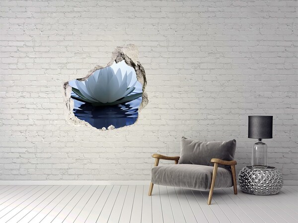 3D wall hole wallpaper Lotus flower on the water