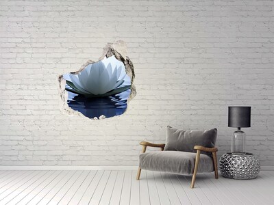3D wall hole wallpaper Lotus flower on the water