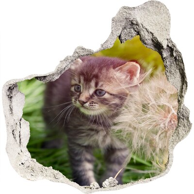 Hole wall sticker Kitty with dandelion