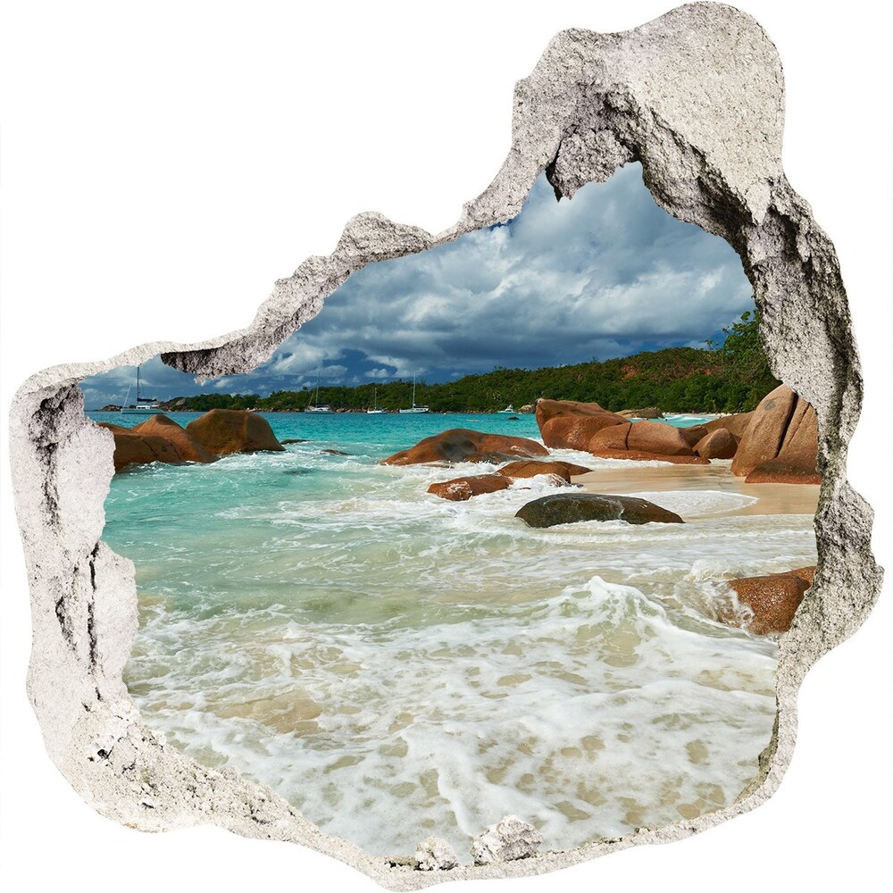 Hole in the wall decal Seychelles beach