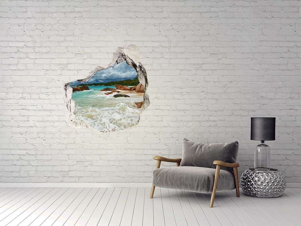 Hole in the wall decal Seychelles beach