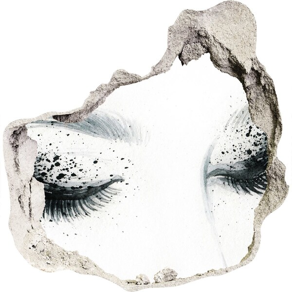 Hole in the wall decal Closed eyes in a hole in the wall