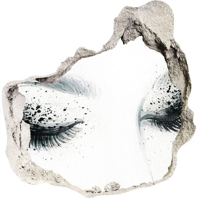 Hole in the wall decal Closed eyes in a hole in the wall