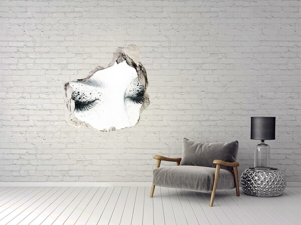 Hole in the wall decal Closed eyes in a hole in the wall