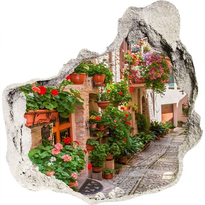 Hole in the wall decal A charming corner with flowers