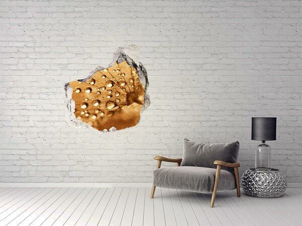 Hole in the wall sticker Drops on a leaf