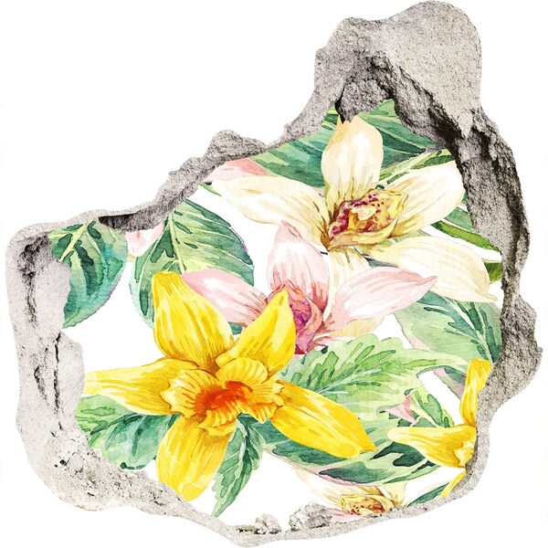 3D wall hole wallpaper Flower garden behind the wall