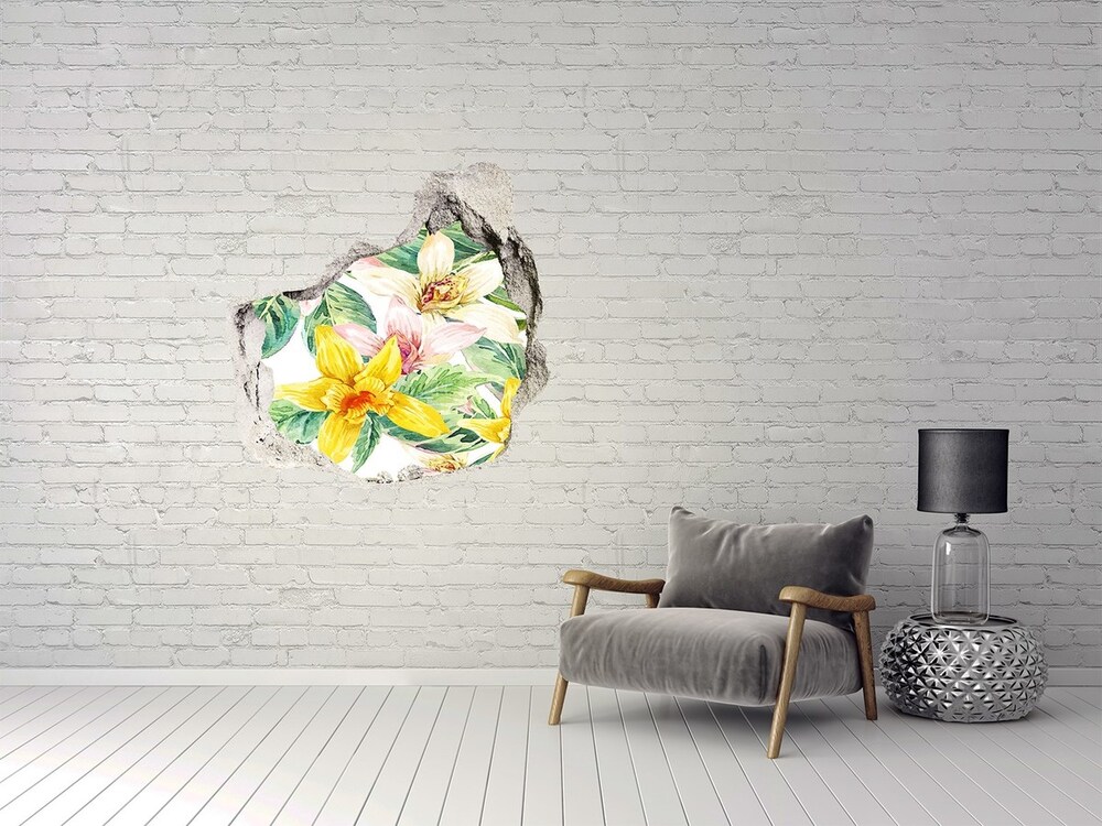 3D wall hole wallpaper Orchid