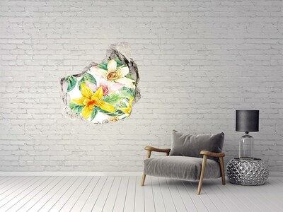 3D wall hole wallpaper Flower garden behind the wall