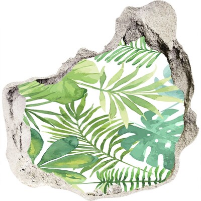 3D wall hole wallpaper A tropical paradise among the leaves