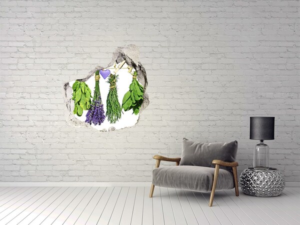 Hole in the wall decal Herbs on a string