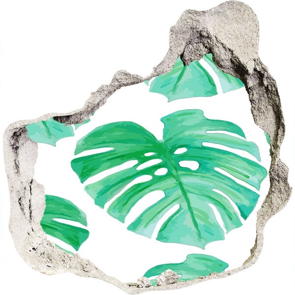 Hole wall sticker Green jungle behind the wall