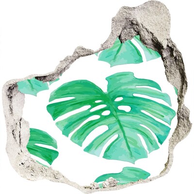 Hole wall sticker Green jungle behind the wall