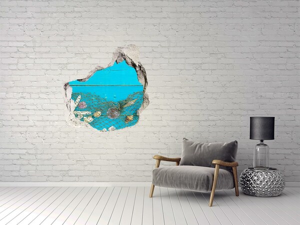Hole wall sticker The underwater world against the backdrop of the reef