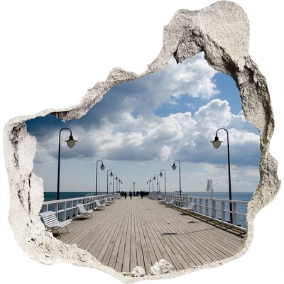Hole wall sticker Pier by the sea