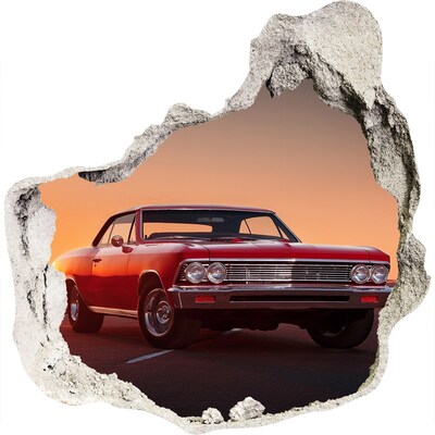 Hole wall sticker Red car