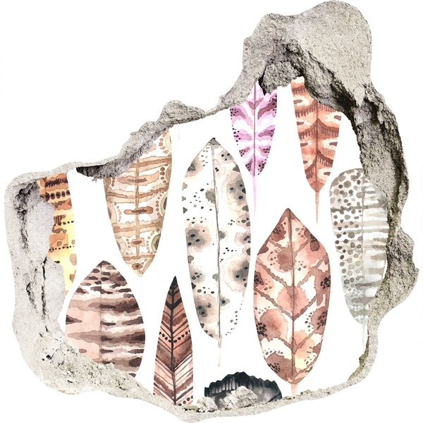 Hole wall sticker Colorful leaves in a hole in the wall