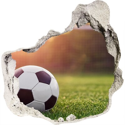 3D wall hole wallpaper Football gate on the pitch